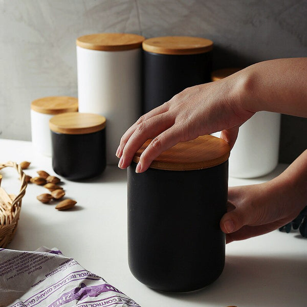 Nordic kitchen sealed ceramic storage jar