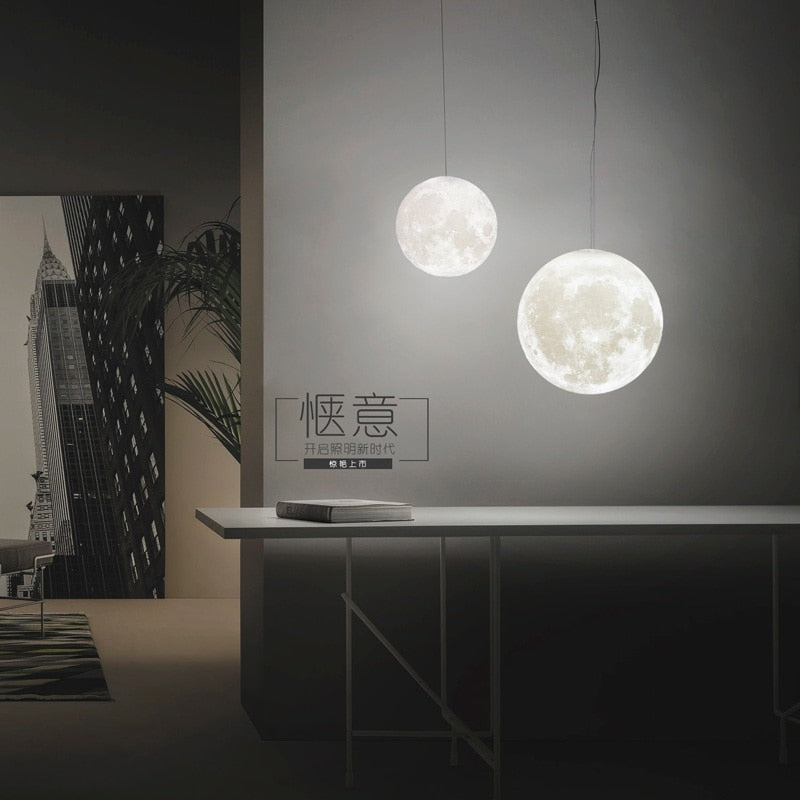 Nordic 3D Printing Moon Pendant Light