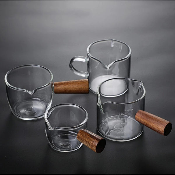 Wood Handle Glass Measuring Milk Jug 50/75/100/140ml