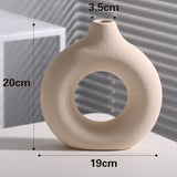 Nordic Round Hollow Ceramic Donut Vase