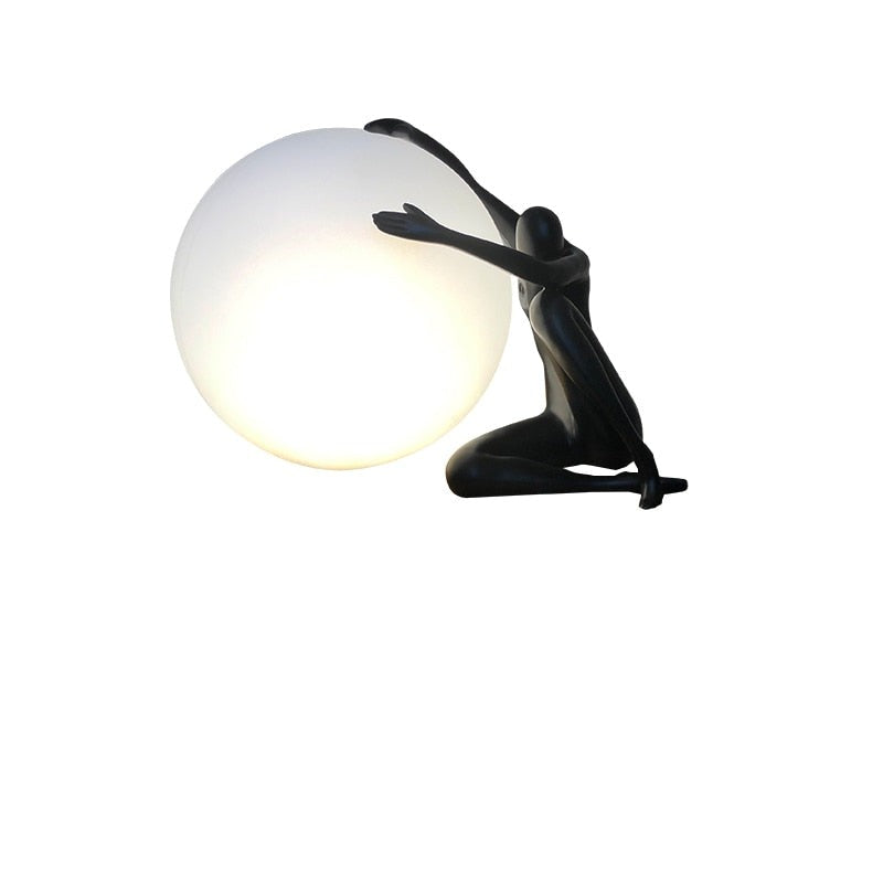 Humanoid Art Sculpture Holding Ball Floor Lamp